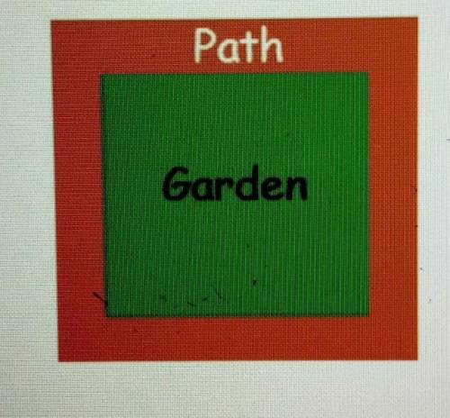 A vegetable garden and a surrounding as a shaped like a square that together a 11 ft wide. The path