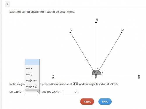 Select the correct answer from each drop-down menu.

In the diagram, is the perpendicular bisector