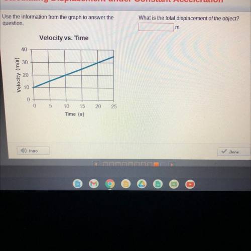 Use the information from the graph to answer the

question
What is the total displacement of the o