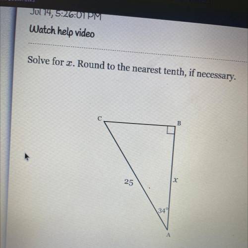 Solve for x Rount to the nearest tenth if necessary