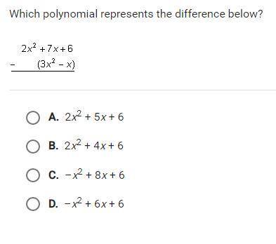 Which polynomial represents the difference below?
