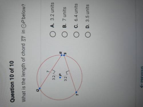 What is the length of chord St in p below