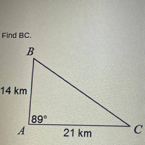 Find BC please help ASAP!!
A. 31.4km
B. 26.6km
C. 25km
D. 30.7km