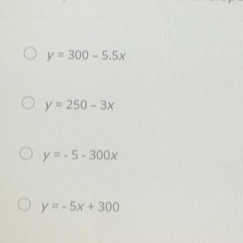 Write the equation of the ine with slope 5 and y-intercept 300.