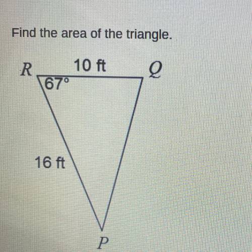 Find the area of the triangle.
A. 73.6ft^2
B. 65.8 ft^2
C. 69.1 ft^2
D. 70.8 ft^2