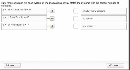 How many solutions will each system of linear equation have?