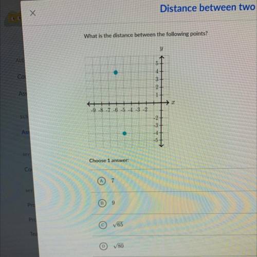 What is the distance between the following points?
Will give brainliest