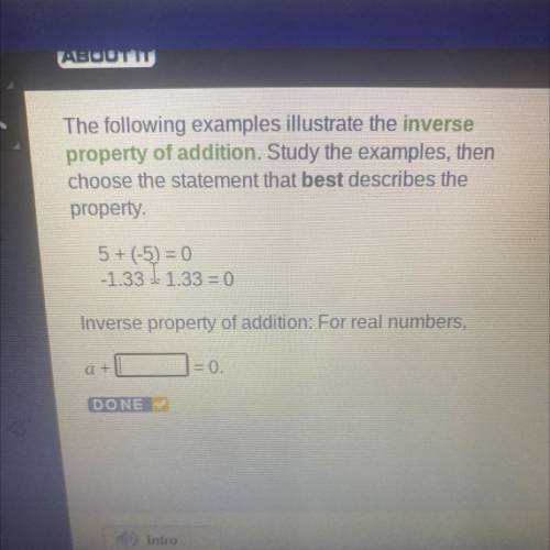 Inverse property of addition for real numbers