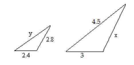 Find the scale factor where the pre-image is the large triangle and the image is the small triangle