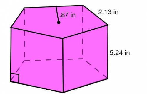 40 points Please help!!!

What is the volume of this regular prism?
48.55 cubic inches
55.8 cubic