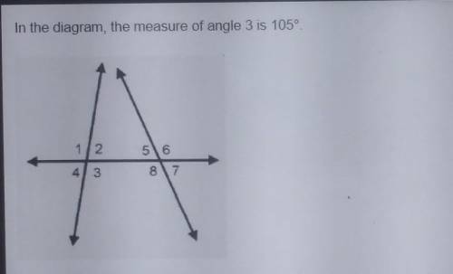 In the diagram, the measure of angle 3 is 105°

Which angle must also measure 105°1468​