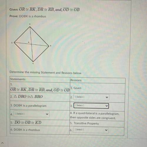 Prove: DOBK is a rhombus 
Please help me answer the following questions in the picture