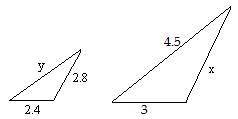 Find the length of x
. Assume the triangles are similar.