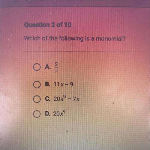 Which of the following is a monomial?