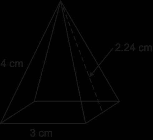 1. Consider the surface area of the pyramid shown. (a) Draw a net for the pyramid. Label all sides