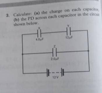 Calculate the charge om each capacitor

the pd across each capacitor in the circuit shown below​