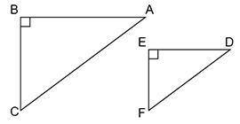 Which of the following is true about these similar triangles?

A. AB/BC = DE/DF
B. AB/BC = DE/EF
C