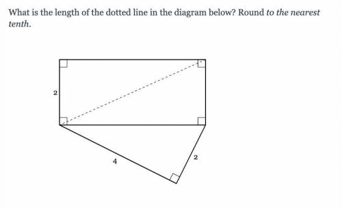 What is the length of the dotted line in the diagram below? Round to the nearest tenth. *Will mark