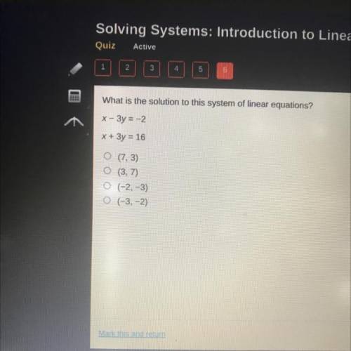 What is the solution to this system of linear equations?
х+ Зу=-2 x+3y=16