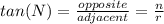 tan(N)=\frac{opposite}{adjacent}=\frac{n}{r}