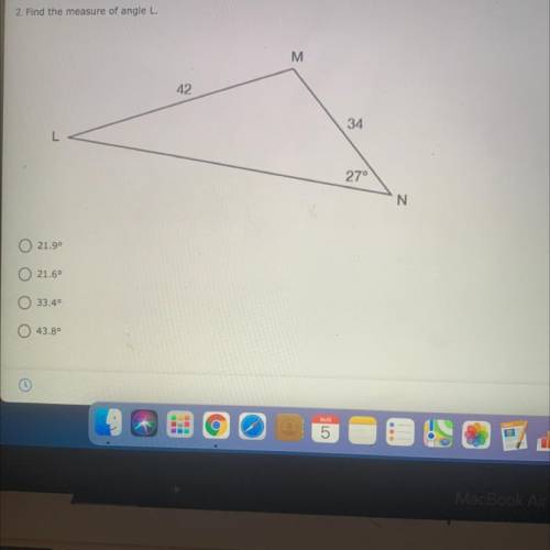 2. Find the measure of angle L.