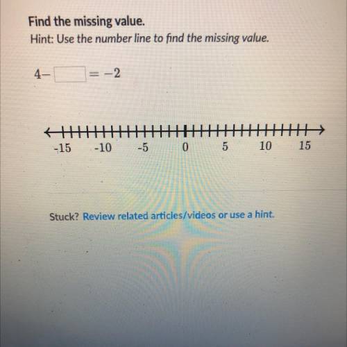 Find the missing value.

Hint: Use the number line to find the missing value.
4-
-2
开
出 Hy
15
-10