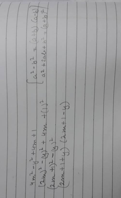 Factorize: 4m^2-y^2+4m+1​