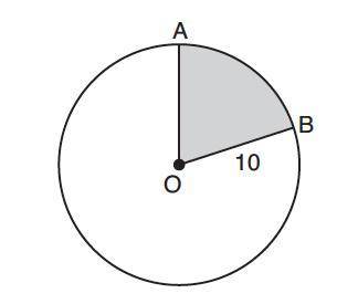 In the diagram below, circle O has a radius of 10. If the measure of arc AB is 72°, find the area o