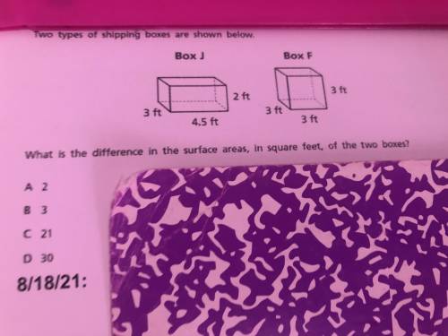 Two boxes are shown below

What is the difference in the surface areas, in square feet, of the two