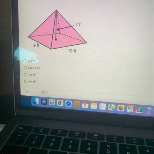 4. What is the volume of the pyramid?
7 ft
9 ft
10 ft