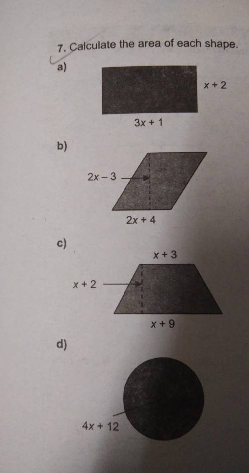 Calculate the area of each shape​