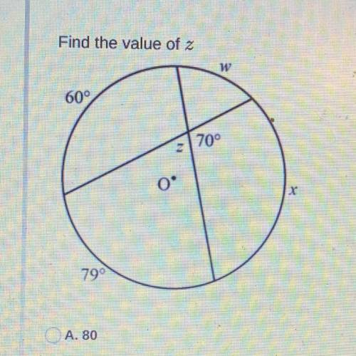 Find the value of z, angles related to a circle