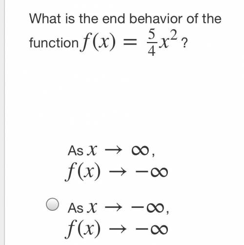 What is the end behavior of the function f(x)=54x2?