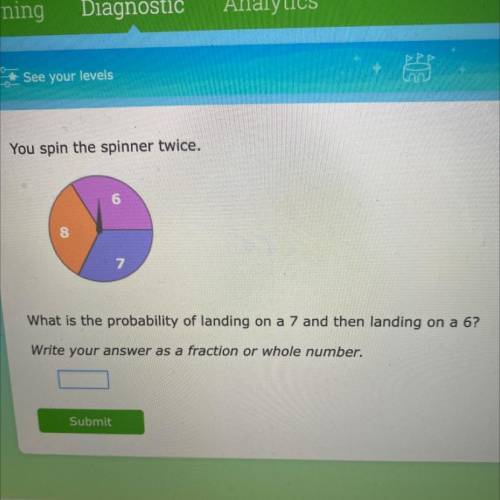 What is the probability of landing on a 7 and then landing on a 6￼
