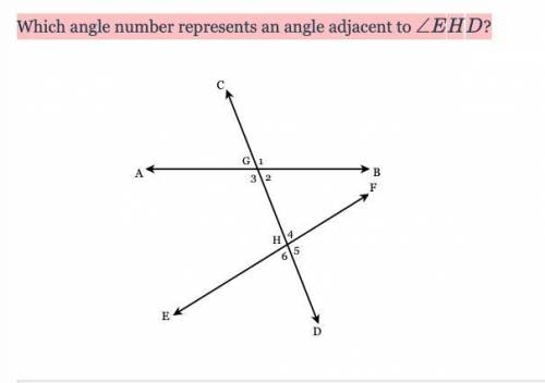 Which angle number represents an angle adjacent to /EHD?