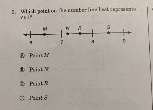 Which point on the number line best represents v57