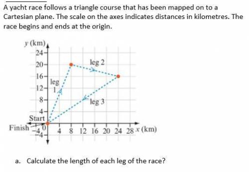 Solve the length of each leg of the race. please answer I got a test to submit in 20mins