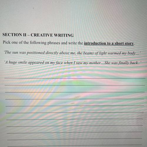 SECTION II – CREATIVE WRITING

Pick one of the following phrases and write the introduction to a s