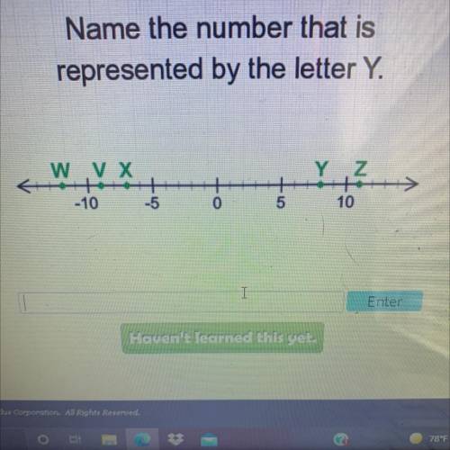 Name the number that is

represented by the letter Y.
Y
Z
WVX
+
-10 -5
+
5
0
10