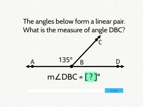 The Angles Below Form a Linear Pair what is the measurement of angle DBC