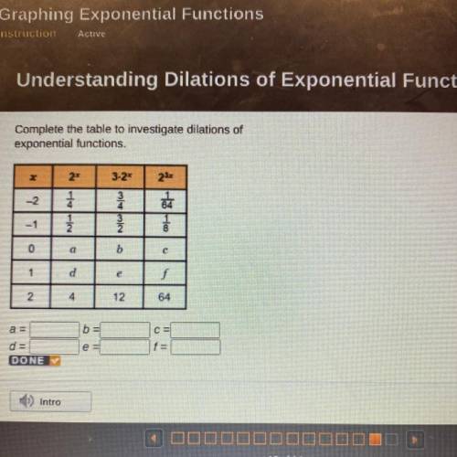 Complete the table to investigate dilations of exponential functions. Help please!