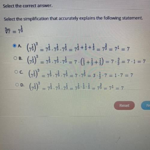 Select the correct answer.

Select the simplification that accurately explains the following state
