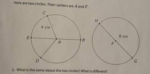 1. What is the same about the two circles? What is different?