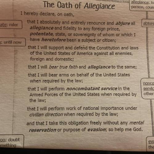 1. How would you explain what the Oath of Allegiance
is to a 5th grader?