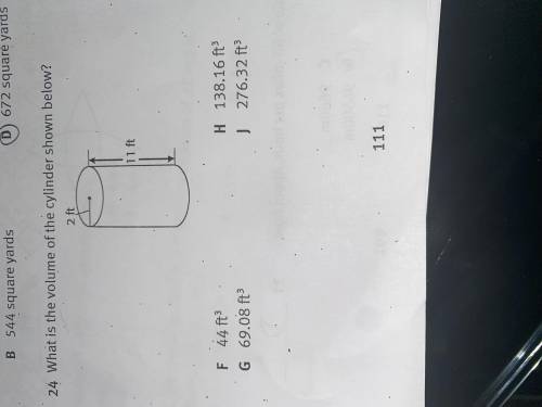 What is the volume of this cylinder shown below?