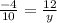 \frac{-4}{10} = \frac{12}{y}