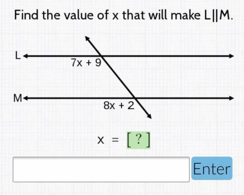 Find the value of x that will make L||M.