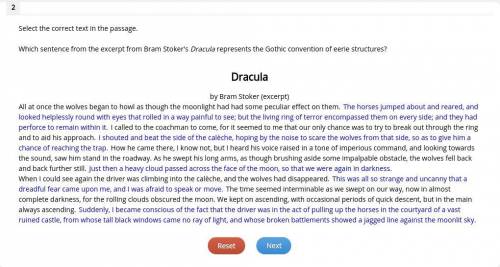 Which sentence from the excerpt from Bram Stoker's Dracula represents the Gothic convention of eeri