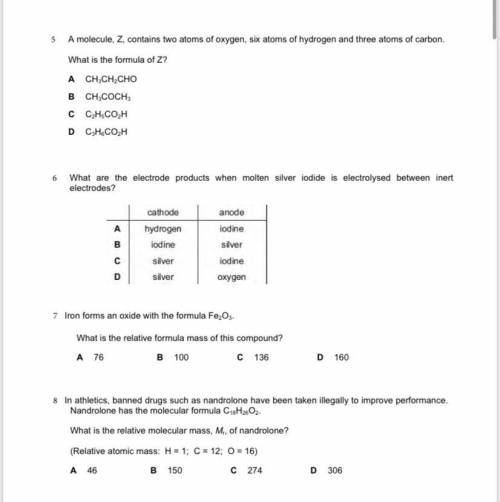 Please show the working for question 1 to 8