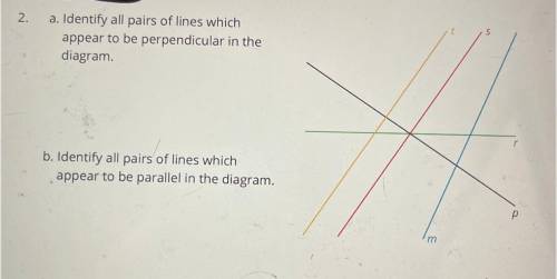 A. Identify all pairs of lines which

appear to be perpendicular in the
diagram
b. Identify all pa